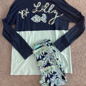 Lilly Pulitzer luxletic Set - Navy and Light Green